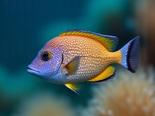 日本の熱帯魚をクローズアップした水中写真